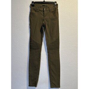 Prana Brenna Size 2 Skinny Jeans Army Green Moto Stretch